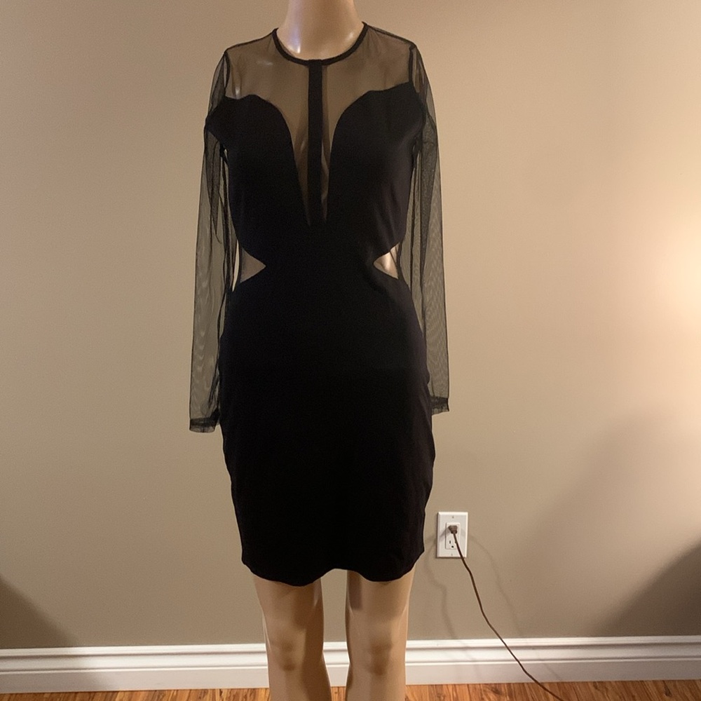 Monteau Elegant Black Mesh Dress Size Medium